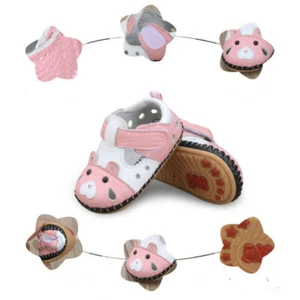 Zapatos para correr bebé niña 18 ~PIEL REAL~ Sandalias rosa perro zapatillas zapatos - Imagen 1 de 3