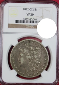 1892-CC MORGAN DOLLAR NGC VF20 - Picture 1 of 4