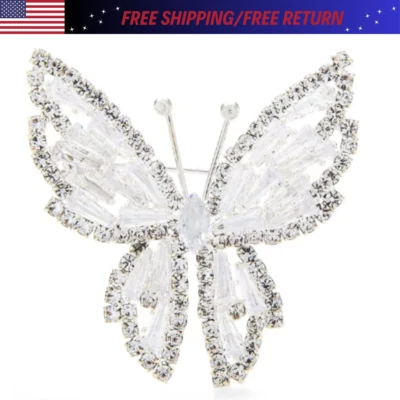Broche Mariposa Blanco Brillante Animal Insecto Prendedor - Regalo para Mujer Joyería EE. UU. Foto 1 de 4