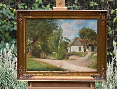 Emil WINNERWALD (1859-1934) Sommerlandschaft im Dorf – Öl auf Leinwand Gemälde - Bild 1 von 4