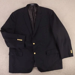American Living Jacket 2XL Blue 100% Wool Twill Blazer Crested Buttons 50R - Picture 1 of 15