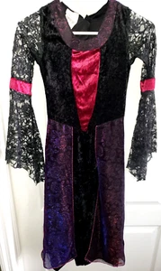 girls size 8/10 LACE WITCH HALLOWEEN COSTUME DRESS SHIMMERS PURPLE RED ROSES - Picture 1 of 1