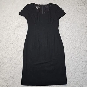 Vintage Damen Gillian schwarz Flügelärmel Reißverschluss hinten Midi 100 % Wolle gefüttert Kleid 4 - Bild 1 von 13