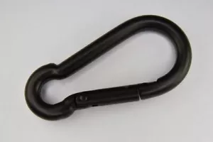 Gancho de resorte mosquetón de acero inoxidable negro A4 316 karabinero grado marino - Imagen 1 de 2