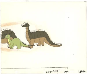 SET BESTEHEND AUS 2 Dink der kleine Dinosaurier Animation Zellen Rubin Speere 1989-91 C916-17 - Bild 1 von 2