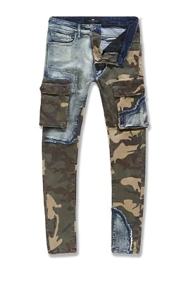 JORDAN CRAIG MENS JEANS DENIM Crusade Woodland CAMO CARGO GREEN CAMOUFLAGE ARMY - Image 1 of 4