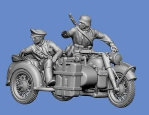 German WW2 Motorcycle Russia 1941 Germania 111 Set 2, Resin 1/87 Scale Printed - Picture 1 of 2