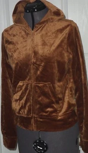 ***HOT ROSES SWEATSHIRT/JACKET SIZE M JUNIOR BRONZE VELOUR HOODED NWT  - Picture 1 of 2