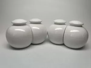 VTG RYNNE CHINA Ceramic White BALLS 2 Sets SALT & PEPPER SHAKERS Fit Together - Picture 1 of 5