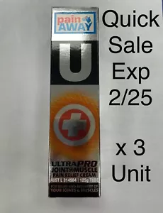 3 x Pain Away Ultra Pro Pain Relief Cream 125g Tube quick sale exp 2/25 - Picture 1 of 1