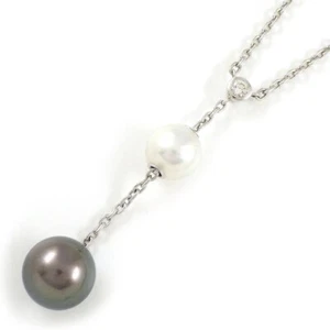 Collar MIKIMOTO Columpio Gota Forma Y Perla 750 (18K) Oro Blanco - Imagen 1 de 7