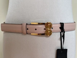 NWT Versace Gold Double Medusa Logo Coin Blush Pink Leather Belt 100 US 40 $680 - Picture 1 of 19