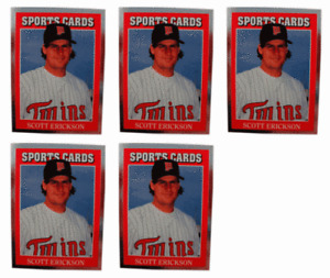(5) 1991 Sports Cards #22 Scott Erickson Baseball Card Lot Minnesota Twins