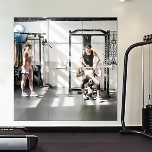 Frameless Sleek Mirror Tiles - 12PCS Home Gym and Decor Solution 16x12'' - Picture 1 of 9