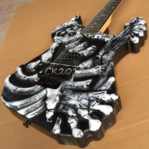 Carved Skull and Bones George Lynch Electric Guitar Black&White H Pickup FR - Picture 1 of 6