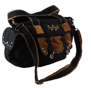 Bolso vaquero bandolera negro con pedrería elementos de cristal C20 - Imagen 1 de 3