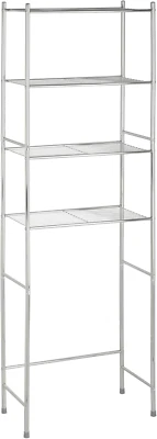 Estante de almacenamiento sobre el inodoro de 4 niveles, acabado cromado neutro, 24" de ancho x 68" de alto x 11" de profundidad Foto 1 de 4