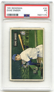 Duke Snider #32 Bowman 1951 Brooklyn Dodgers PSA 1 PR Graded Card - E833