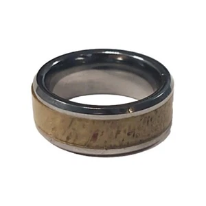 Deer Antler Silver Tone Tungsten Ring Men Deer Antler Inlay Tungsten Wed Band - Picture 1 of 8