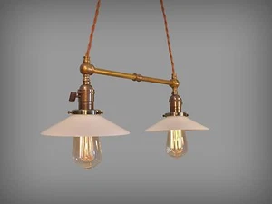 Industrial Lighting - Vintage Brass Pendant Lamp - Steampunk Lamp Pool Table - Picture 1 of 6