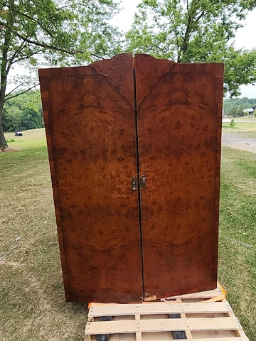 Nice WARING & GILLOW LARGE WARDROBE BURL MAHOGANY CABINET NEEDS REPAIR SEE PHOTO Cover