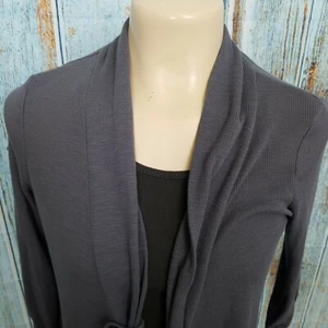 Love By Design Cardigan Sweater Womens Medium Gray Pockets Open Front Buttons - Picture 1 of 7