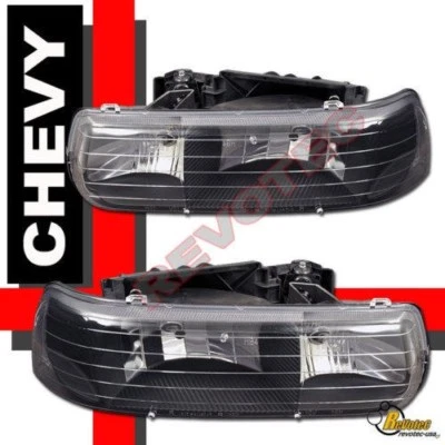 99-02 Chevy Silverado 00-06 Tahoe Suburban Negro Estilo OE Faros Lámparas Foto 1 de 2