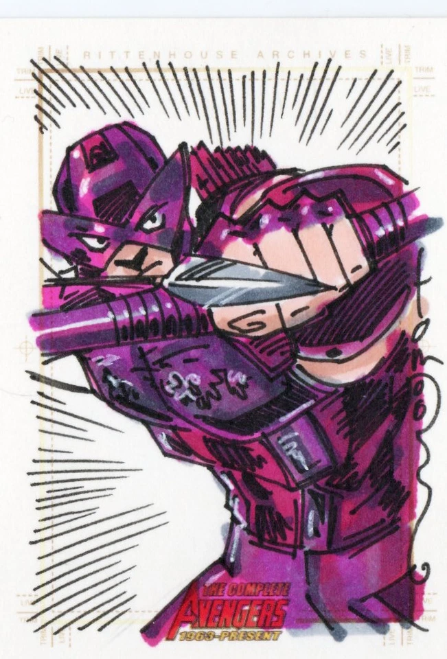 Tarjeta de boceto de The Complete Avengers 1963-Present Rittenhouse 2006 1/1 Tom Hodges Foto 1 de 2