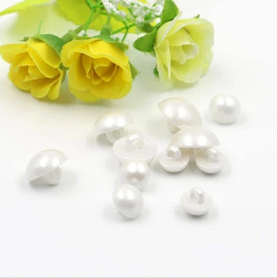 25PCS White Resin Pearl Shaped Shank Button Shirt Suit Sewing Craft DIY 11 MM - Image 1 of 4