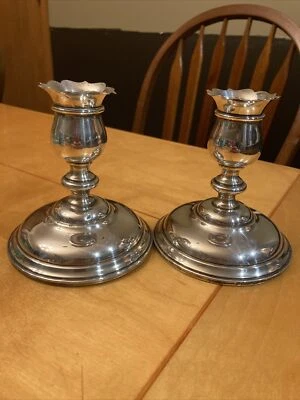 Vintage Wallace Sterling Silver Grand Colonial Candlestick Pair #4821 - Image 1 of 4