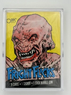 Topps Fright Flicks 1988 sellado de fábrica (1) paquete de cera - con estuche cabeza de calabaza Foto 1 de 4