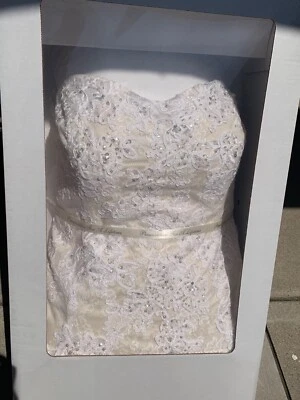 Wedding Dress. 24w Ivory Champaign from David's Bridal~Worn Once in preserve box - Image 1 of 3