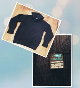Blue Peter Blauer Merino 100% Wool Zip Sweater Sailor Dark Blue Size 50 Germany - Picture 1 of 10