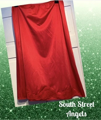 DE COLECCIÓN OLGA 12007 ~ ROJO ~ NYLON MEDIO DESLIZAMIENTO CON ENCAJE ~ TALLA MEDIANA MT Foto 1 de 4