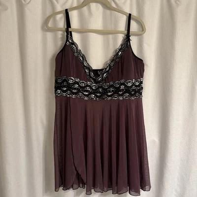 Peluche para mujer Coquette Diva púrpura ajustable Top corpiño brillante con correa 3X/4X solo sexy Foto 1 de 4