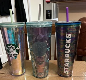 Starbucks Pretty Venti Vasos Lote de 3 + 2 Tazas Rojas Aleatorias de Bonificación con Tapas ¡Gratis! - Imagen 1 de 5