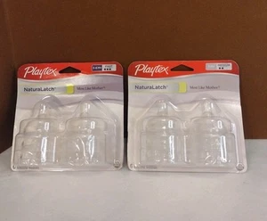 2-Pkgs Playtex NaturaLatch Silicone Nipples 1 Medium 3+ Mth & 1 Fast 3-6 Mth - Picture 1 of 7