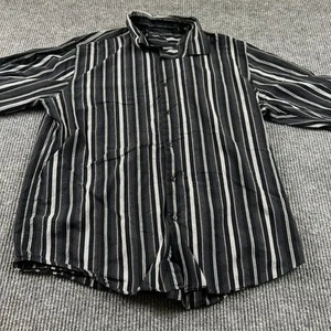 Alfani Mens XXL Long Sleeve Black White Striped Button Up Dress Shirt - Picture 1 of 10