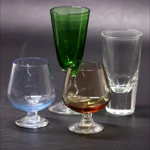 Mini 4pc Set Brandy Sniffer Tumbler and Goblet Shot Glasses Vintage - Picture 1 of 6