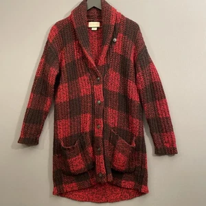 RALPH LAUREN Denim & Supply WOMENS Sz Small 100% WOOL CARDIGAN BUFFALO Plaid - Picture 1 of 9