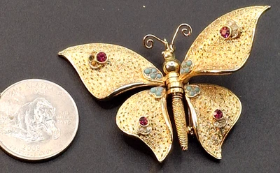 Hattie Carnegie Vintage Gold Tone  Butterfly Brooch - Image 1 of 4