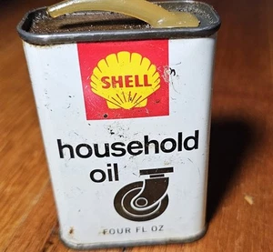 Vintage Australian SHELL Oil Tin Can - 4 fl oz HOUSEHOLD OIL - Picture 1 of 10