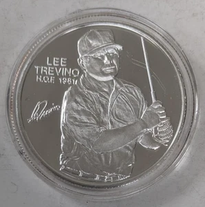 1981 Lee Trevino PGA Tour World Golf Hall Of Fame 1oz 999 Fine Silver Round - Bild 1 von 4