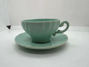 Vintage Franziskaner Ware Coronado Aqua Kaffeetasse & Untertasse Set blau türkis Wirbel - Bild 1 von 15