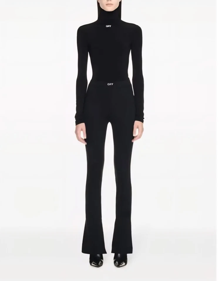 Off-White Crepe Jersey Split Leggings / Split-Hem Flared Pants NWT $745 Size 6-8 - Image 1 of 4
