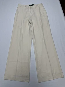 Lauren Ralph Lauren Womens 100% Silk Trouser Pants Wide Leg Womens Size 0 Ivory - Picture 1 of 10