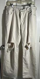 Ivory White S.O.N.G. Jeans Womens 13/31 90s Boyfriend Low Rise Distressed - Picture 1 of 9