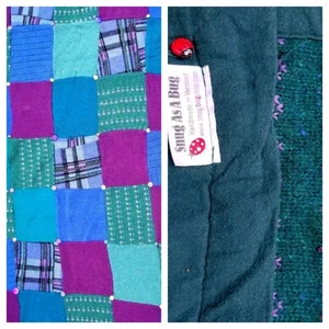 Artisan Patchwork Lap Quilt Snug As A Bug Double Sided 60x48 *READ* USA VGC! - Picture 1 of 12