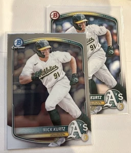 2025 Bowman Nick Kurtz (2) Chrome Prospects BCP-114 & BP-114 Athletics Rookie - Picture 1 of 2