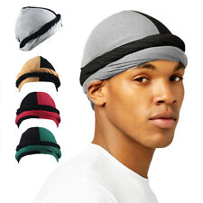 Unisex Turban Durag Elastic Satin Lined Turban Head Wrap Scarf Double Color